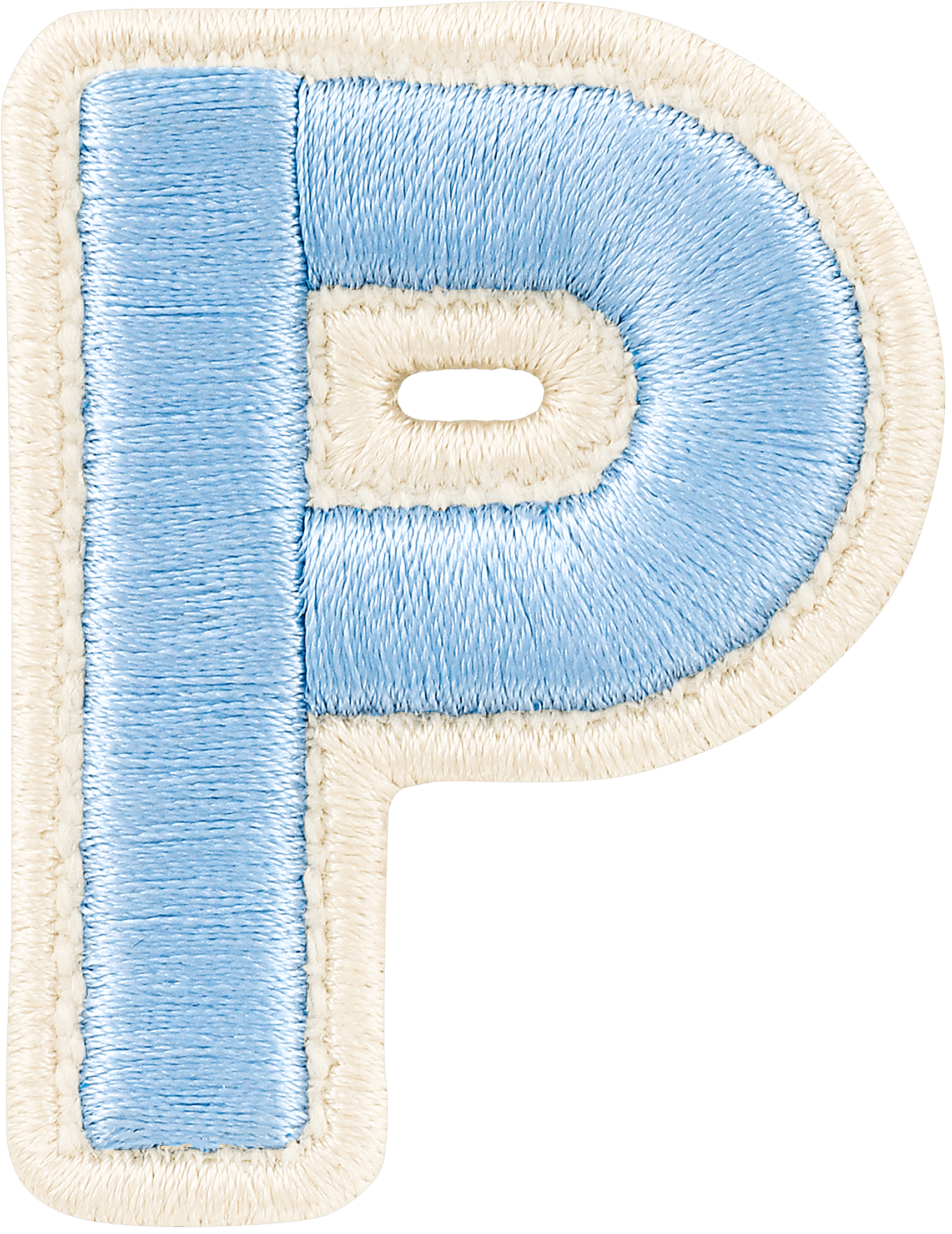 Periwinkle Rolled Embroidery Letter Patch
