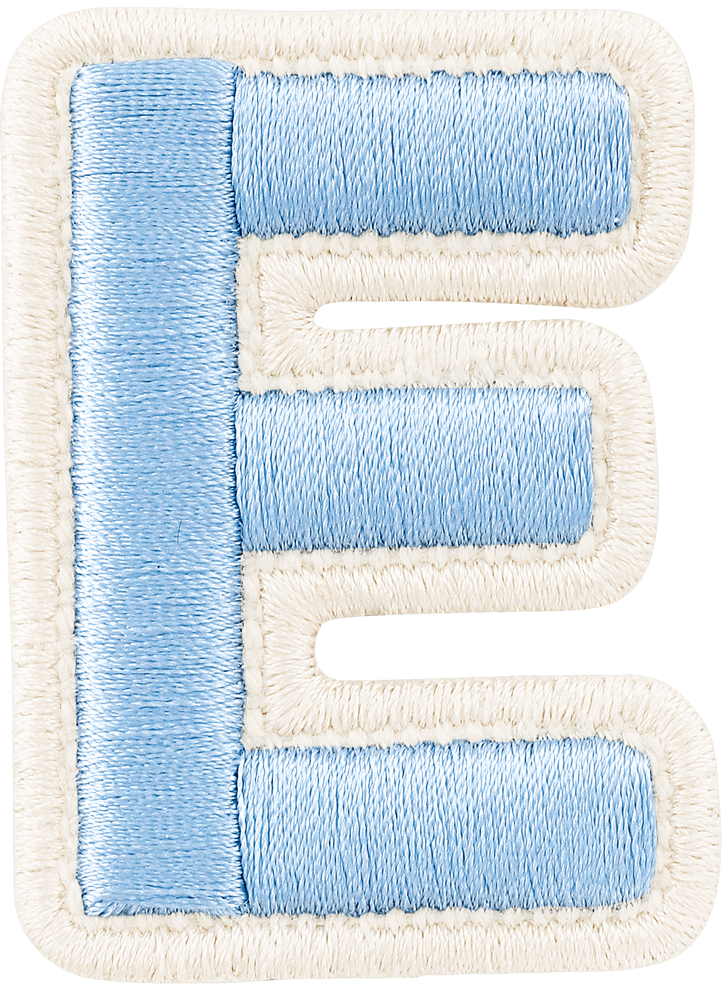 Periwinkle Rolled Embroidery Letter Patch