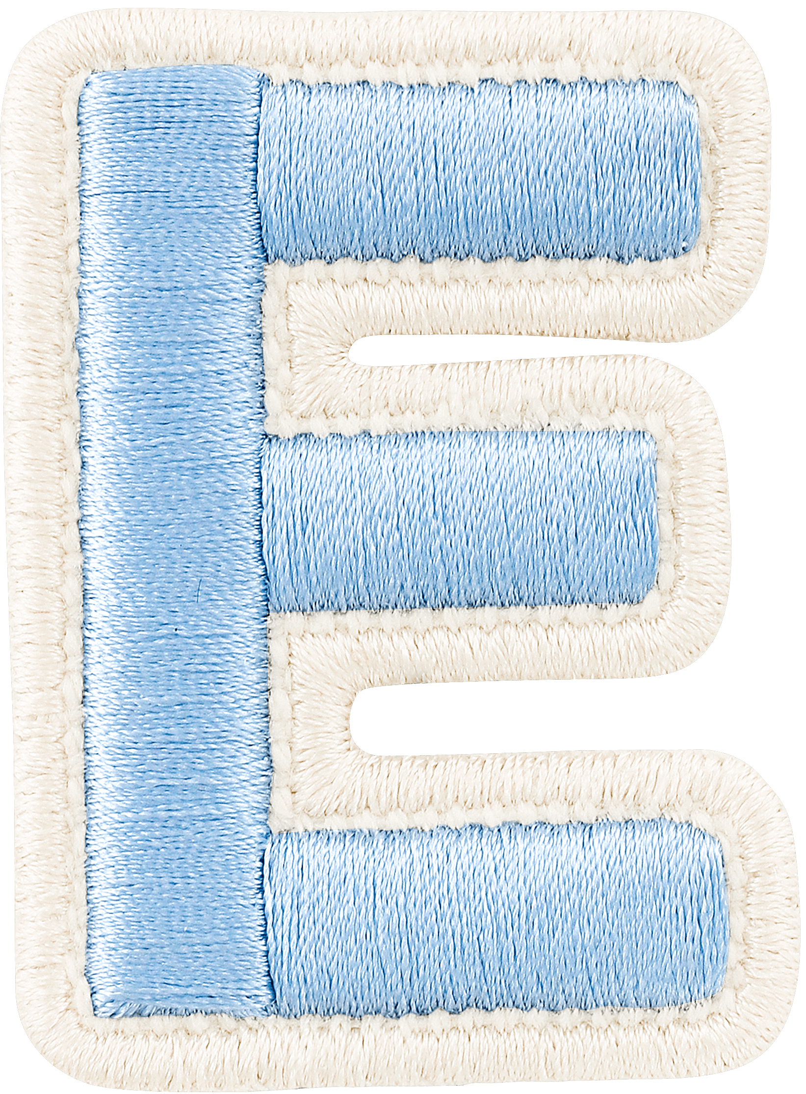 Periwinkle Rolled Embroidery Letter Patch