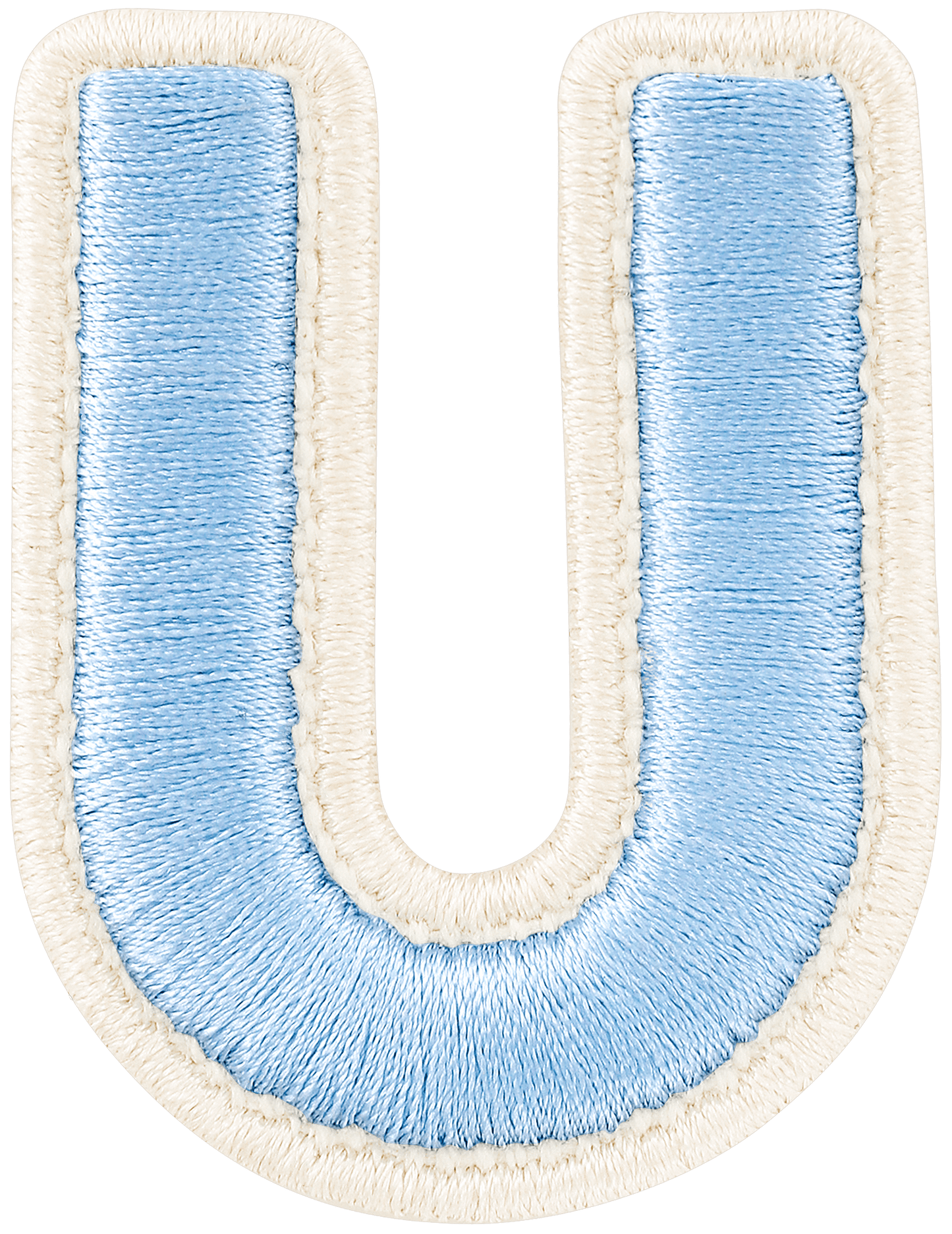 Periwinkle Rolled Embroidery Letter Patch