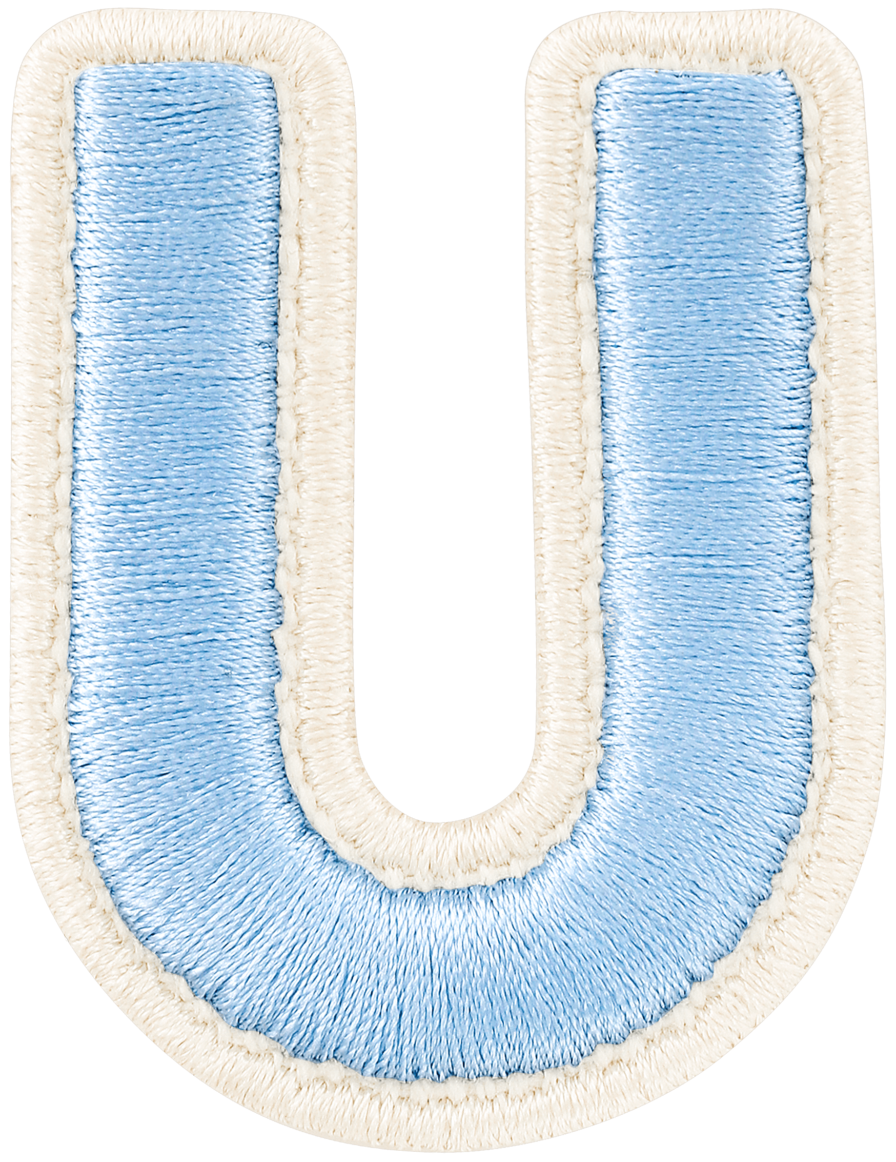 Periwinkle Rolled Embroidery Letter Patch