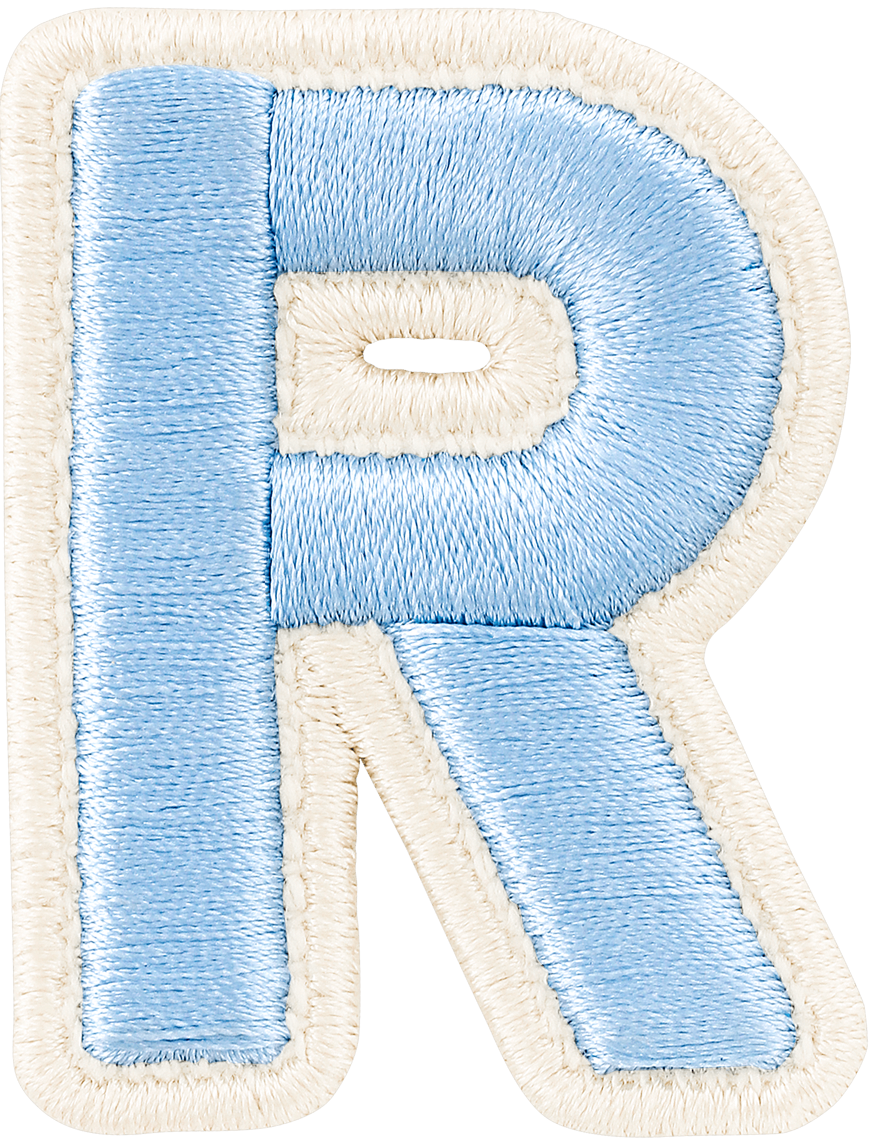 Periwinkle Rolled Embroidery Letter Patch