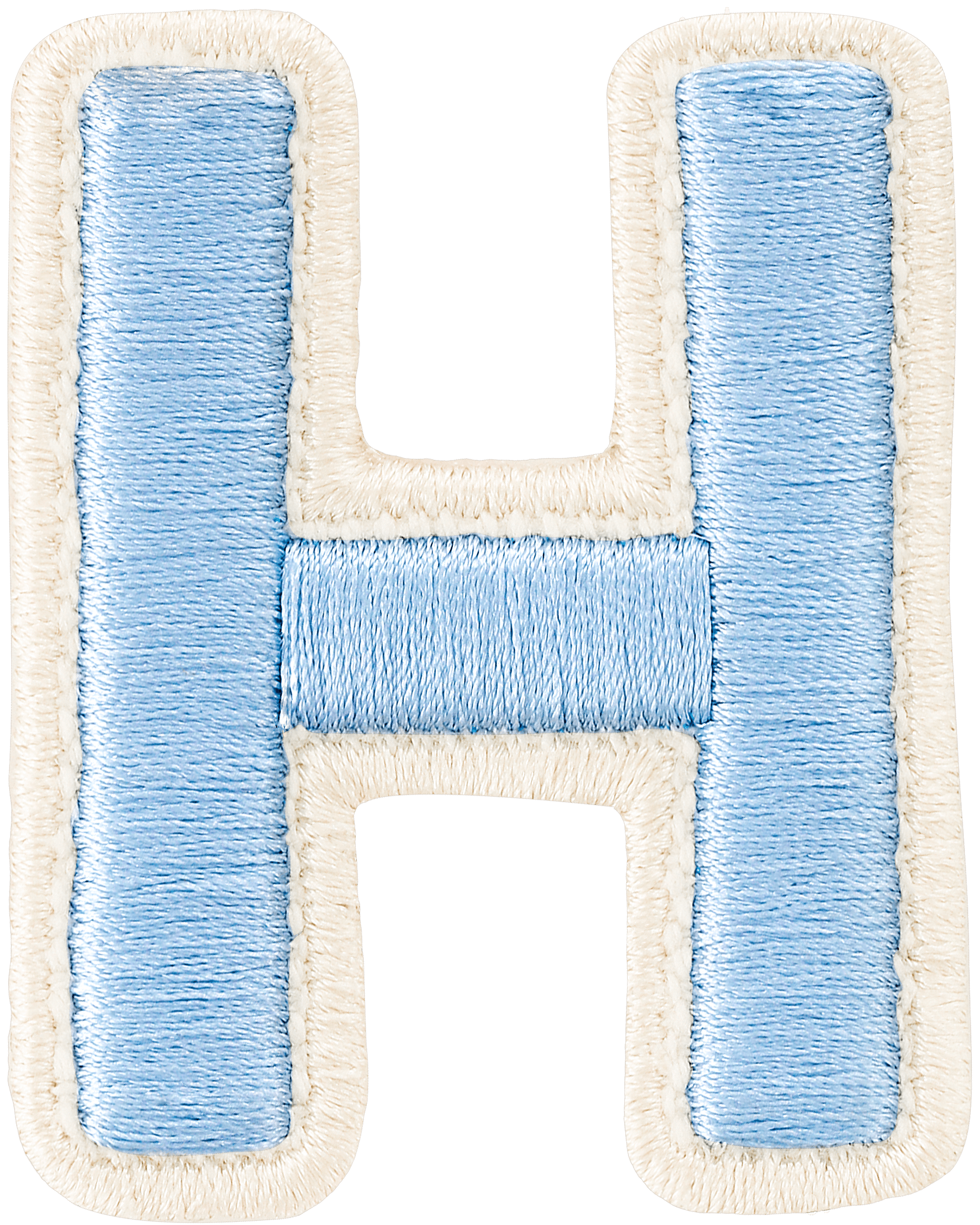 Periwinkle Rolled Embroidery Letter Patch