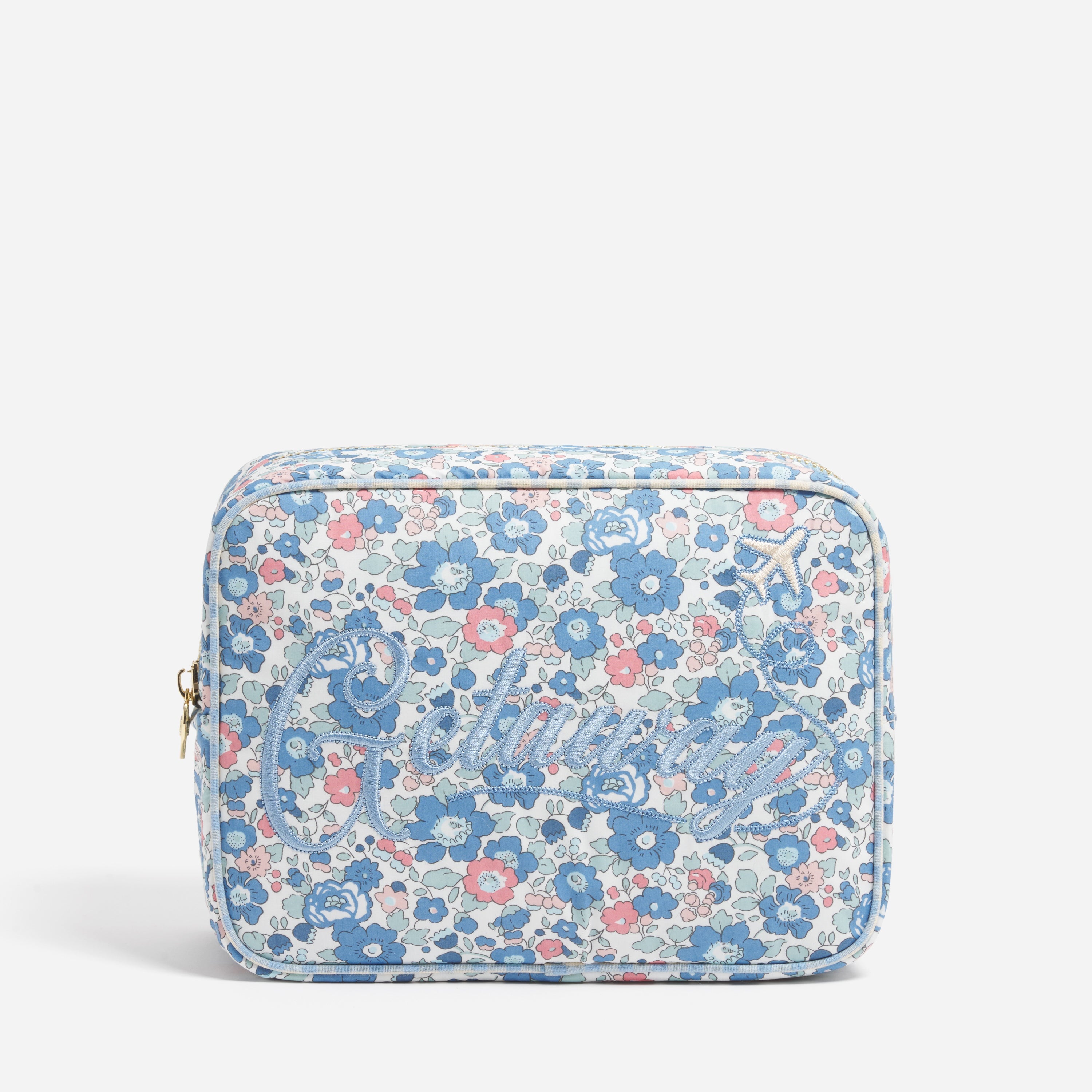 Large Pouch Made with Liberty Fabric with Embroidery - Stoney Clover Lane