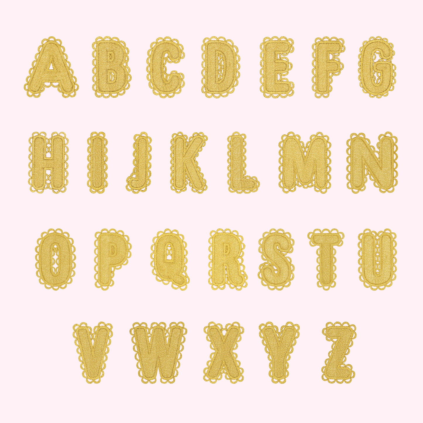 Scalloped Gold Letter Patch