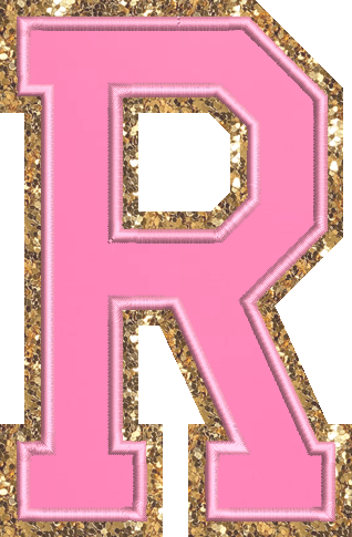 Jumbo Bubblegum Glitter Varsity Letter Patch