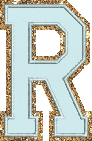 Jumbo Sky Glitter Varsity Letter Patch