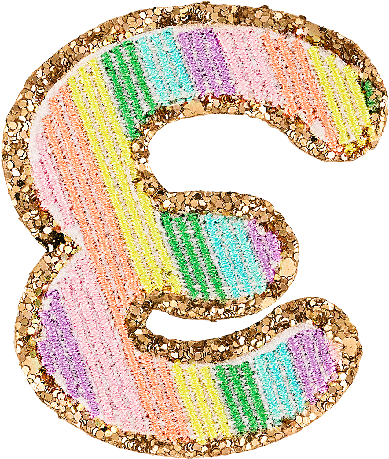 Glitter Rainbow Script Letter Patches