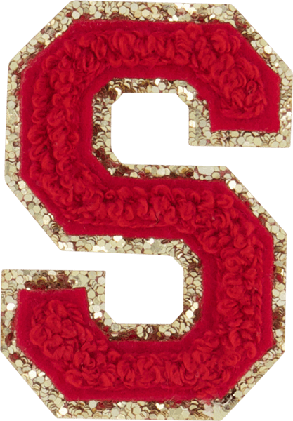 Ruby Glitter Varsity Letter Patch
