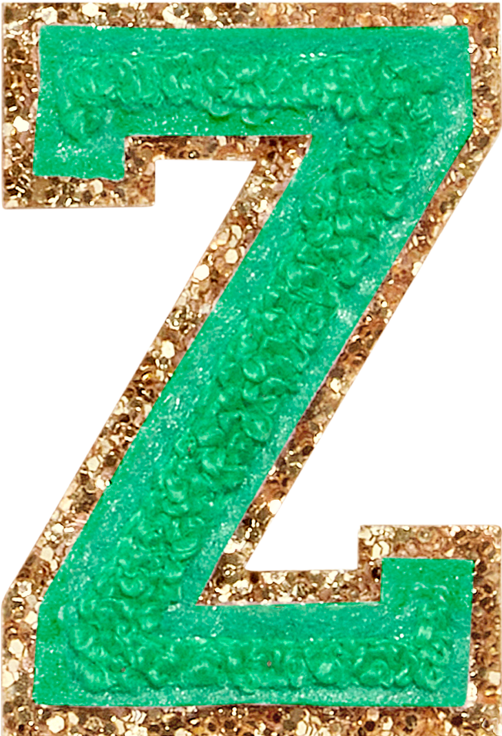 Avocado Glitter Varsity Letter Patches