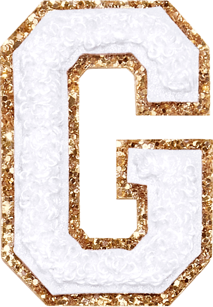 Blanc Glitter Varsity Letter Patch