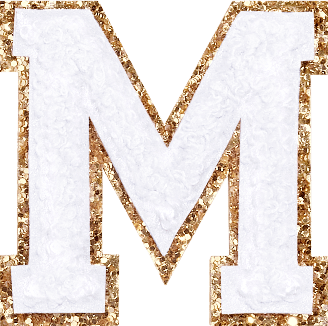 Blanc Glitter Varsity Letter Patch