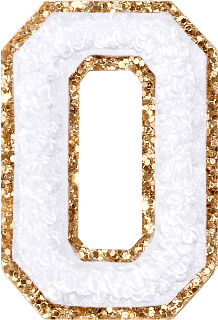 Blanc Glitter Varsity Letter Patch