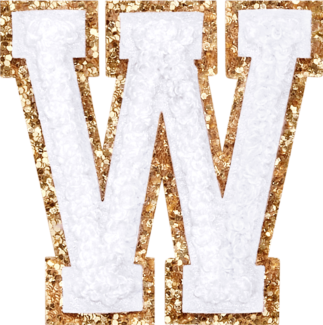 Blanc Glitter Varsity Letter Patch