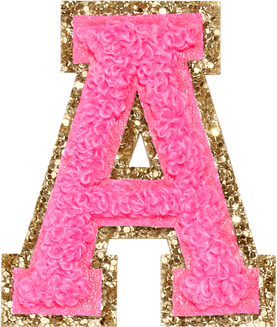 Bubblegum Glitter Varsity Letter Patch