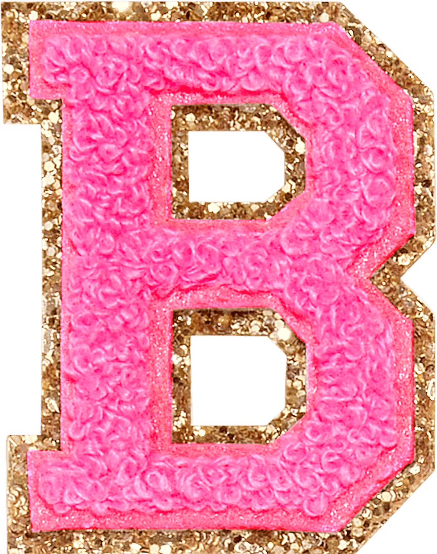 Bubblegum Glitter Varsity Letter Patch