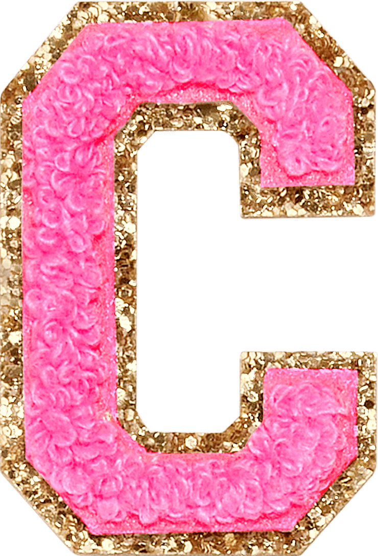 Bubblegum Glitter Varsity Letter Patch