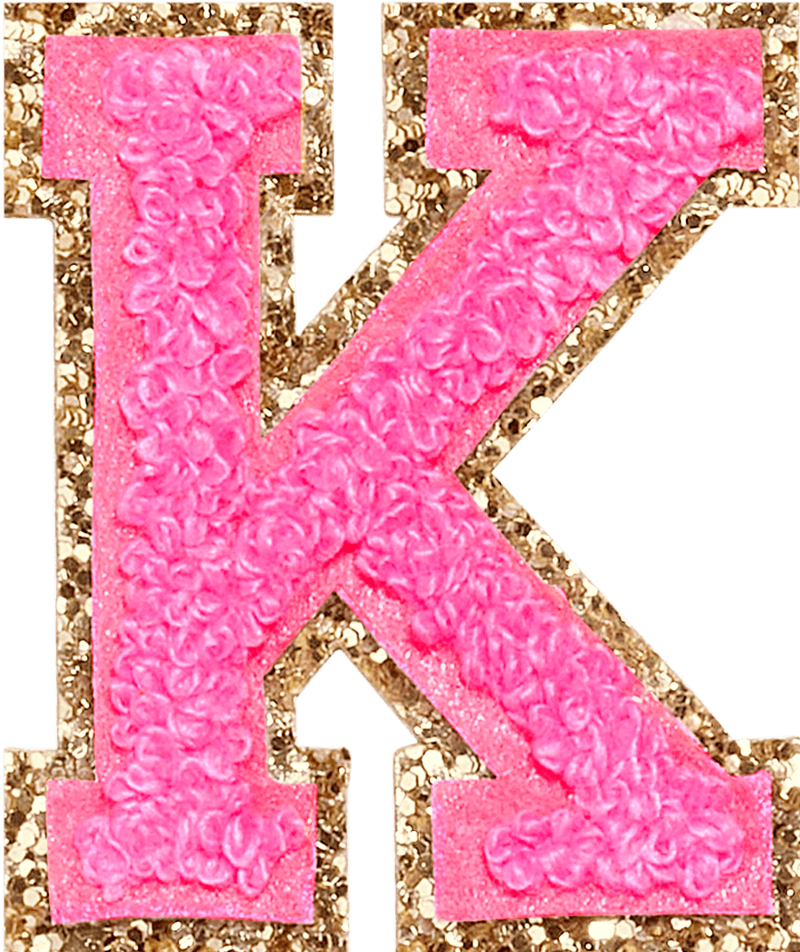 Bubblegum Glitter Varsity Letter Patch