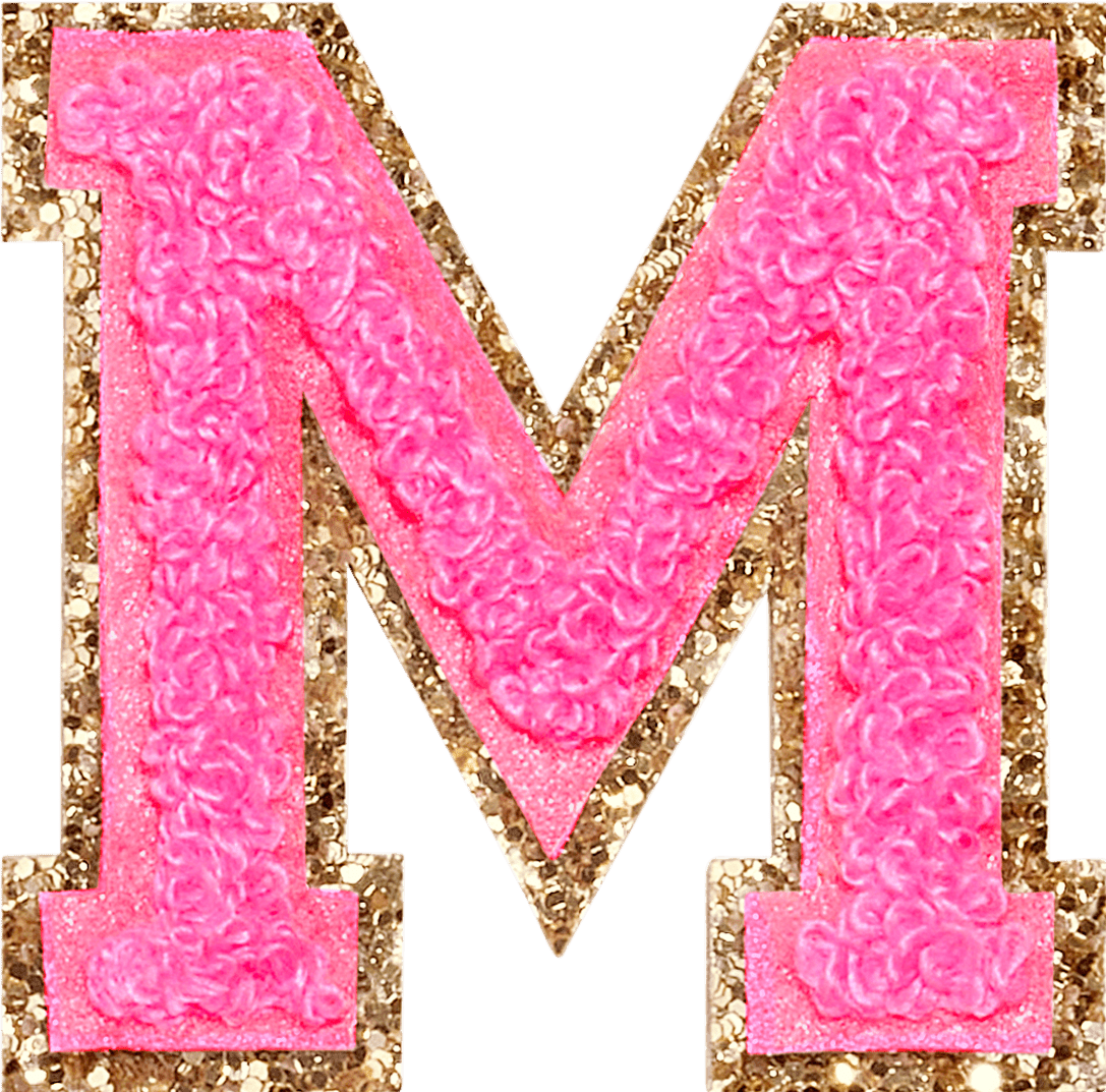 Bubblegum Glitter Varsity Letter Patch