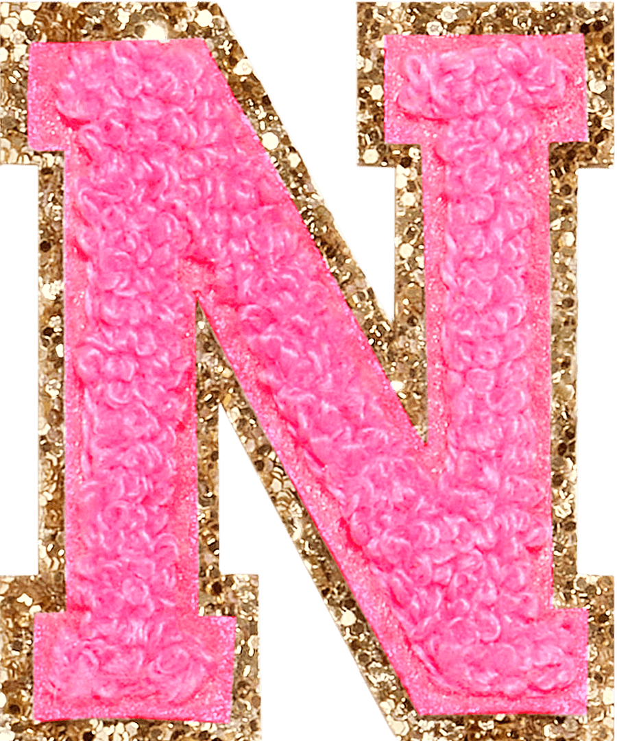 Bubblegum Glitter Varsity Letter Patch