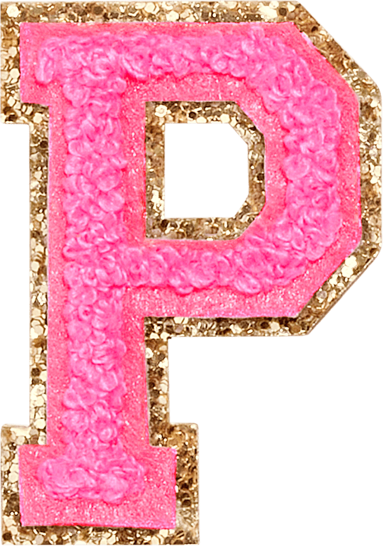 Bubblegum Glitter Varsity Letter Patch