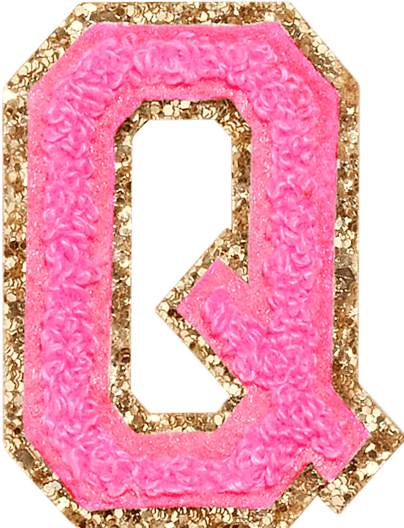 Bubblegum Glitter Varsity Letter Patch