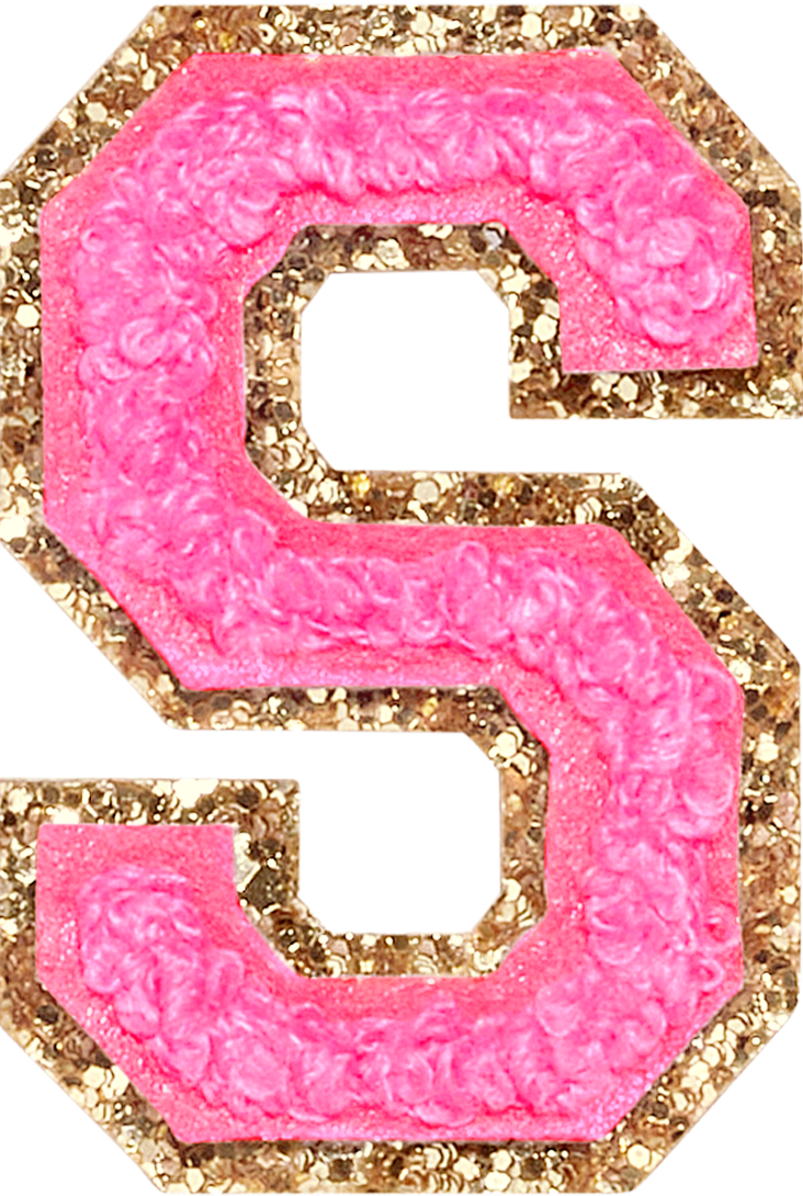 Bubblegum Glitter Varsity Letter Patch