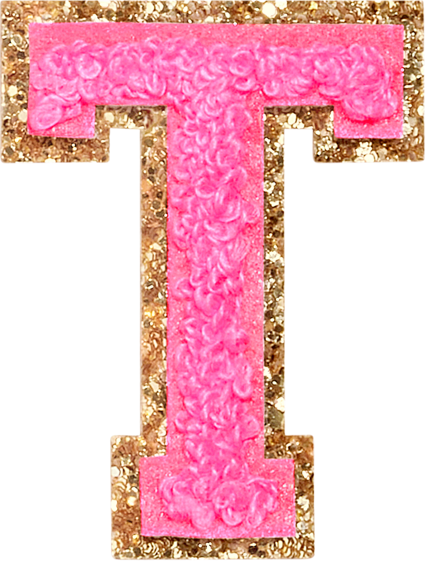 Bubblegum Glitter Varsity Letter Patch