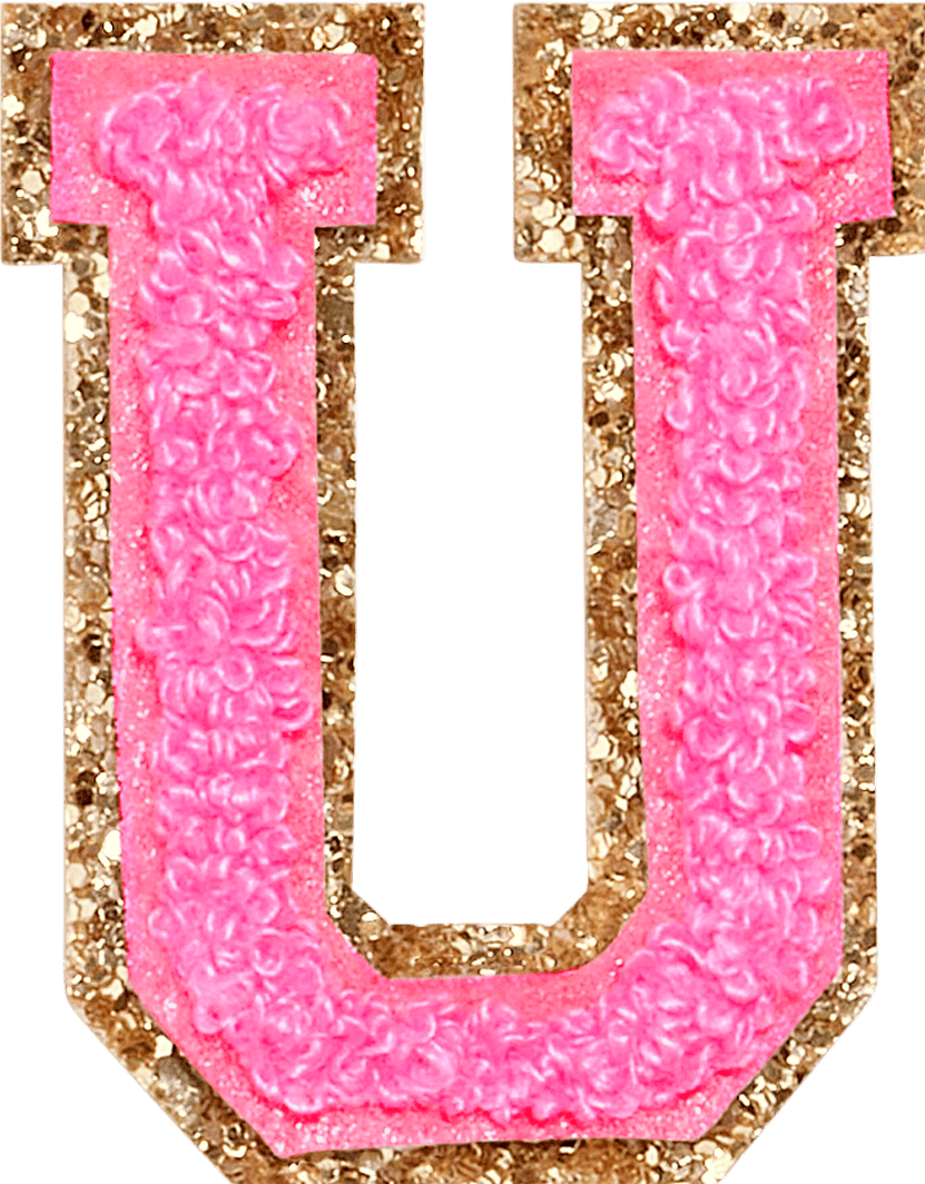 Bubblegum Glitter Varsity Letter Patch