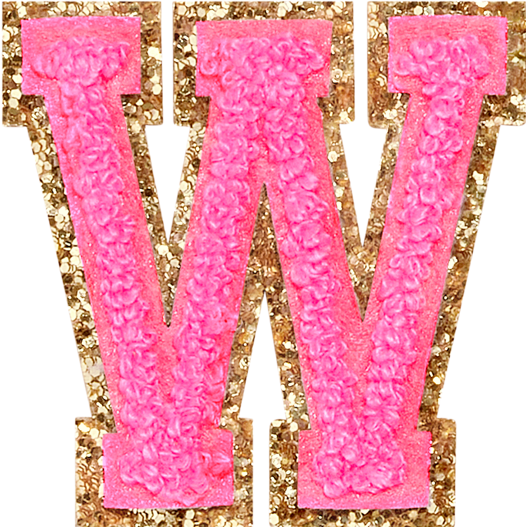 Bubblegum Glitter Varsity Letter Patch