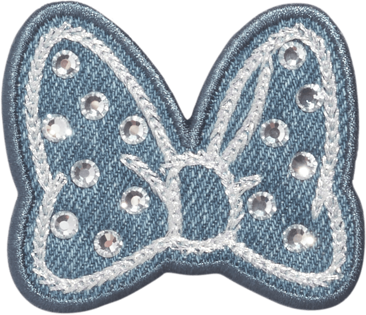 Denim Minnie Mouse Bow with Crystals Patch