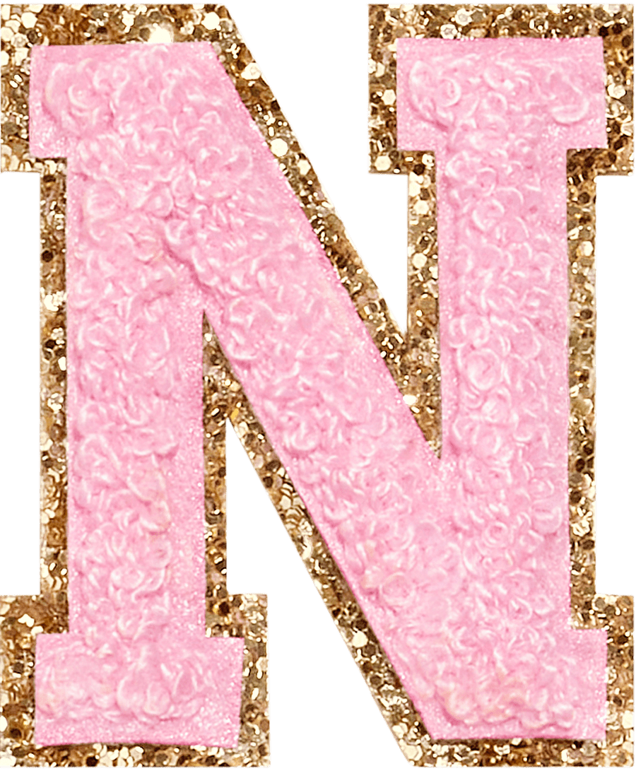 Flamingo Glitter Varsity Letter Patch