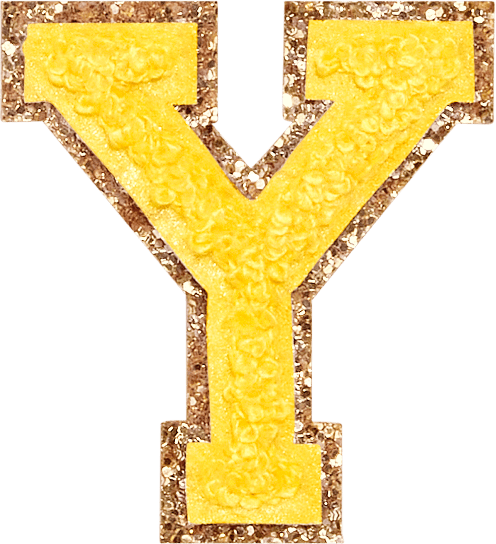 Lemon Glitter Varsity Letter Patch