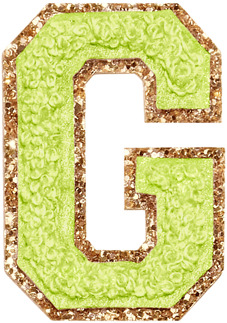 Lime Glitter Varsity Letter Patch