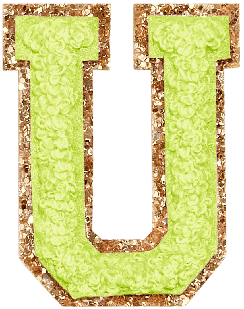Lime Glitter Varsity Letter Patch