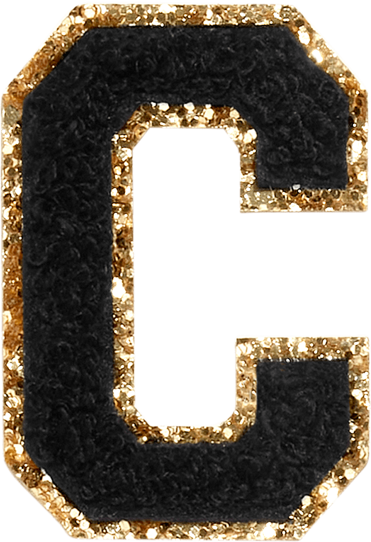 Noir Glitter Varsity Letter Patch