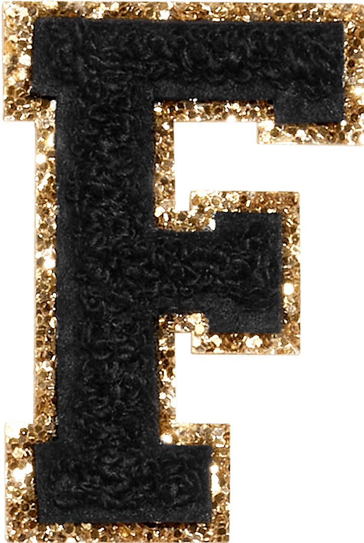 Noir Glitter Varsity Letter Patch