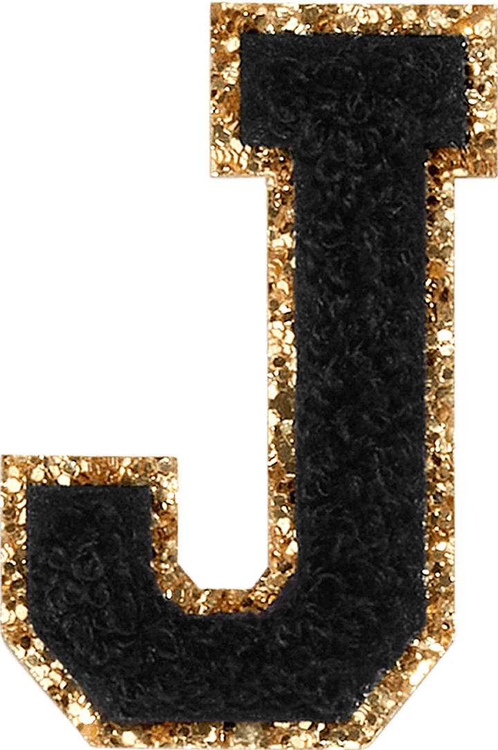 Noir Glitter Varsity Letter Patch