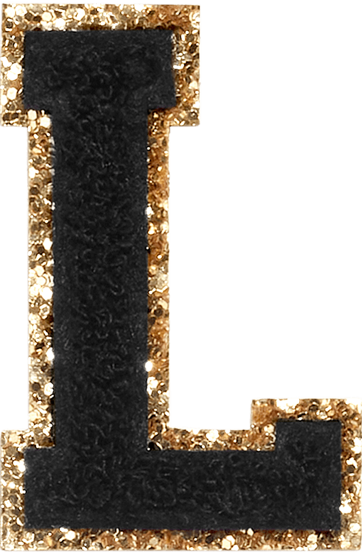 Noir Glitter Varsity Letter Patch