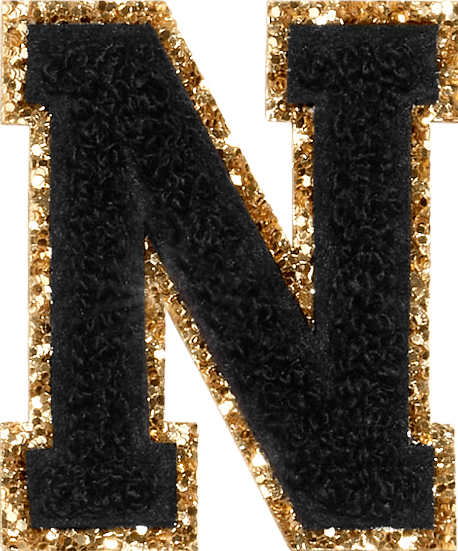 Noir Glitter Varsity Letter Patch