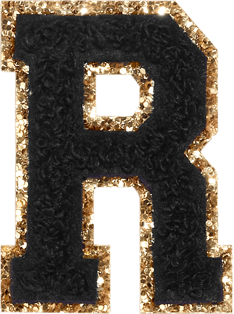 Noir Glitter Varsity Letter Patch