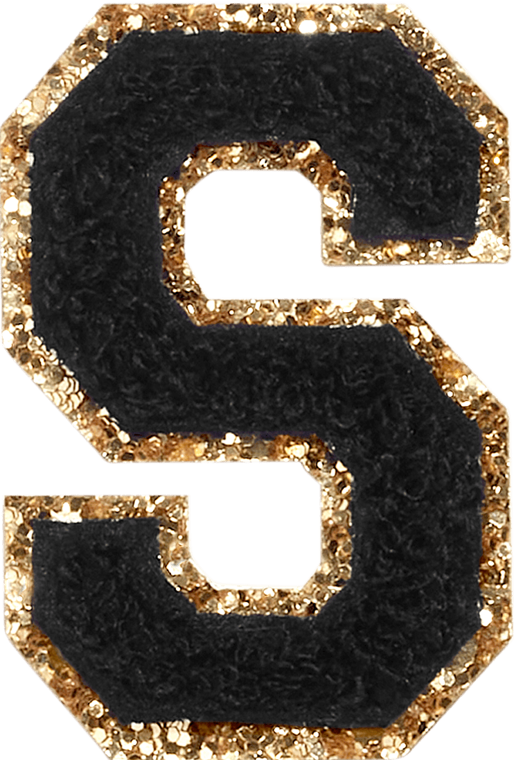 Noir Glitter Varsity Letter Patch