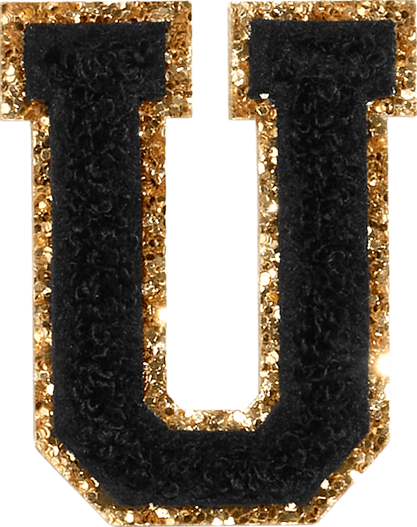 Noir Glitter Varsity Letter Patch