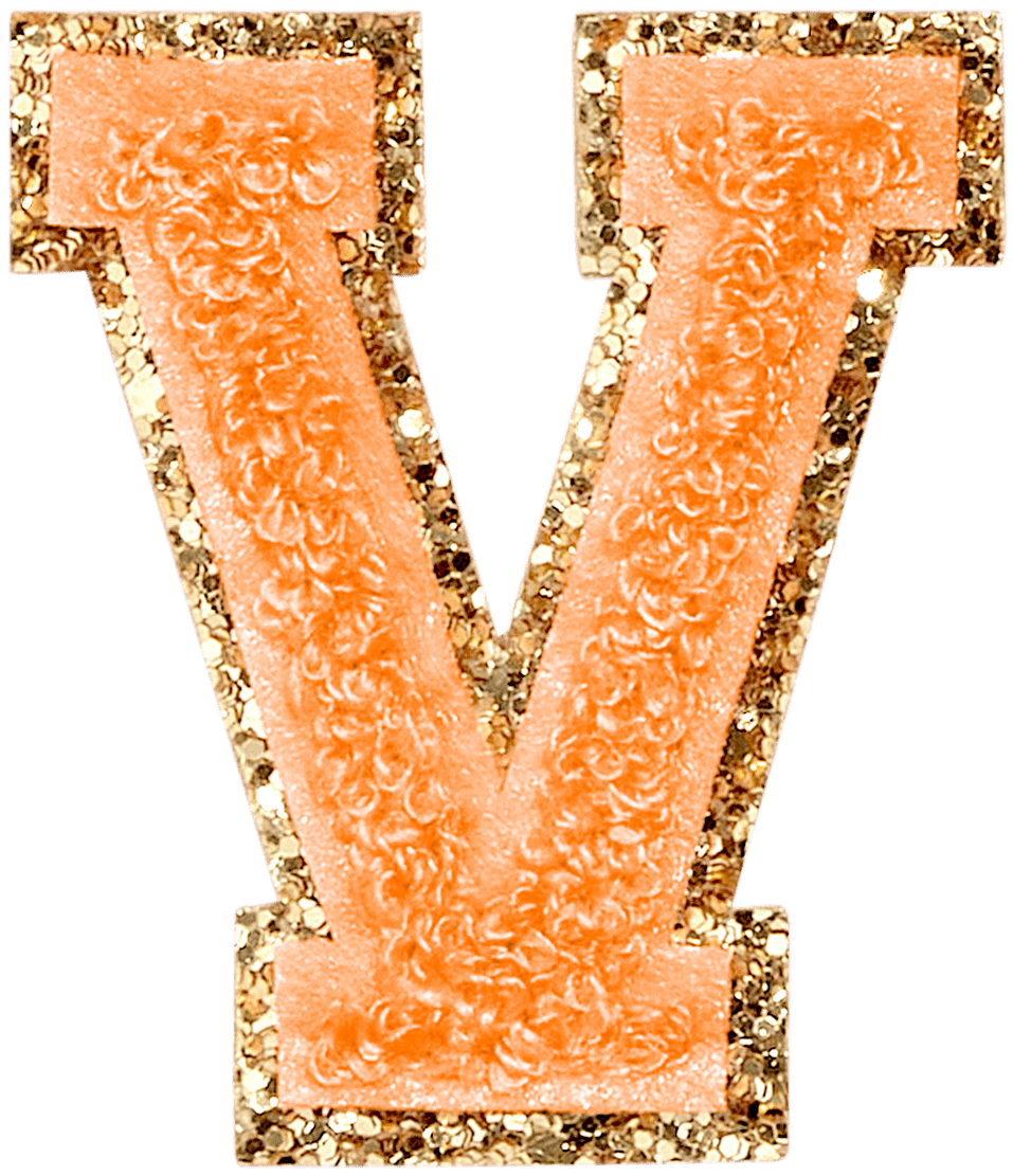 Peach Glitter Varsity Letter Patch
