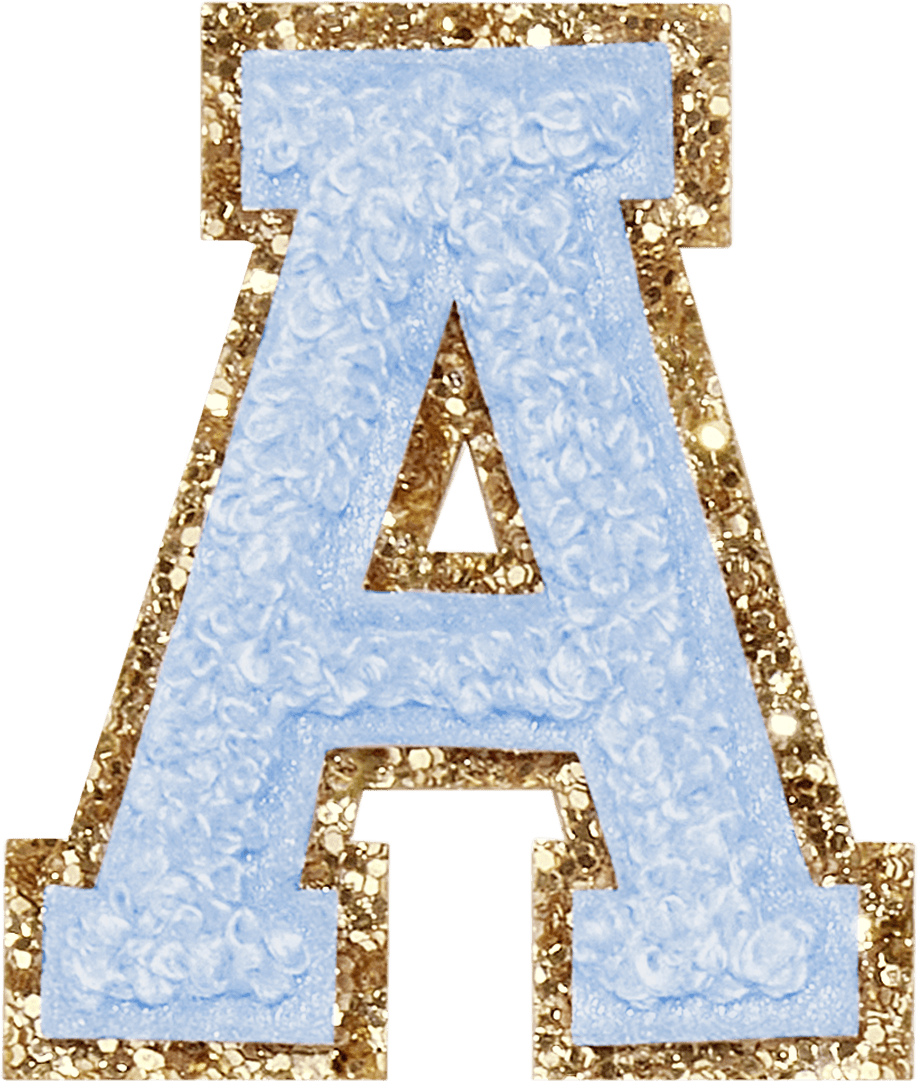 Periwinkle Glitter Varsity Letter Patch