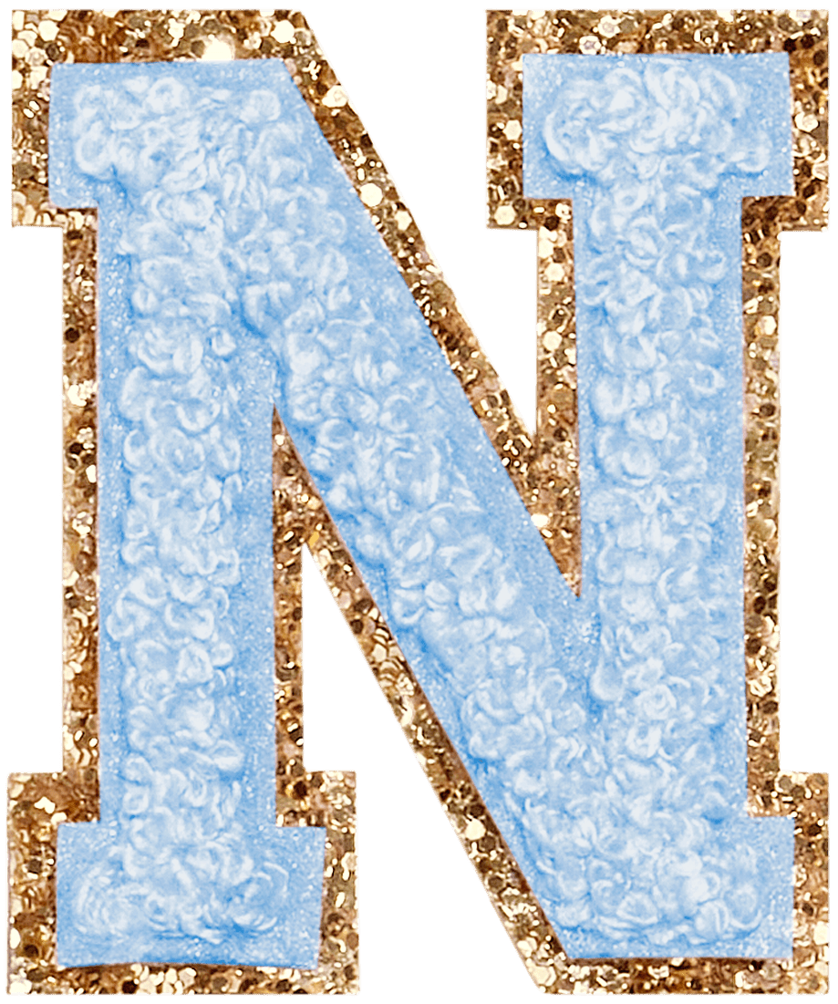 Periwinkle Glitter Varsity Letter Patch