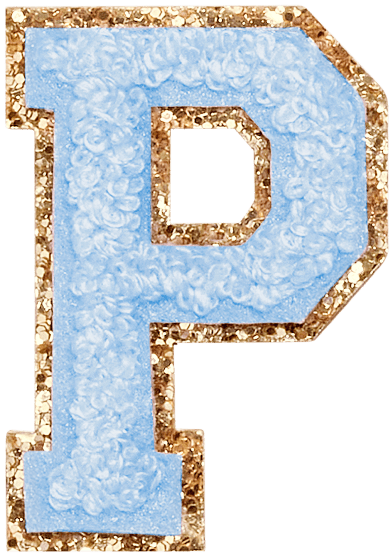 Periwinkle Glitter Varsity Letter Patch