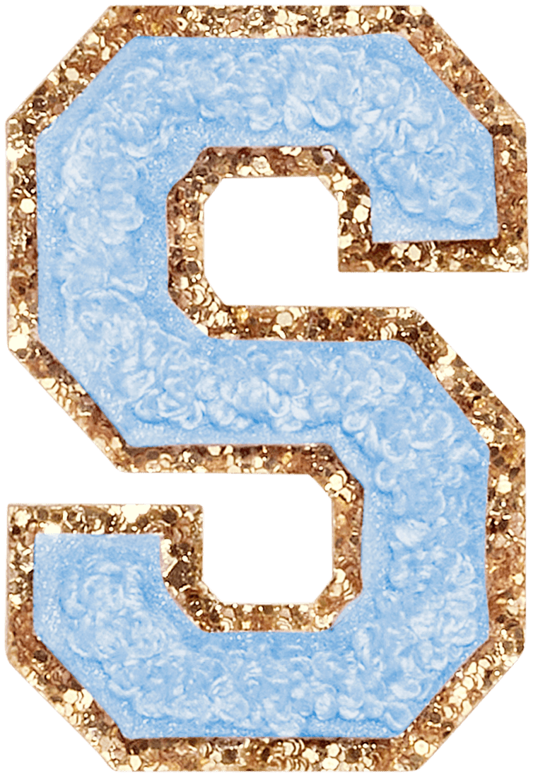 Periwinkle Glitter Varsity Letter Patch