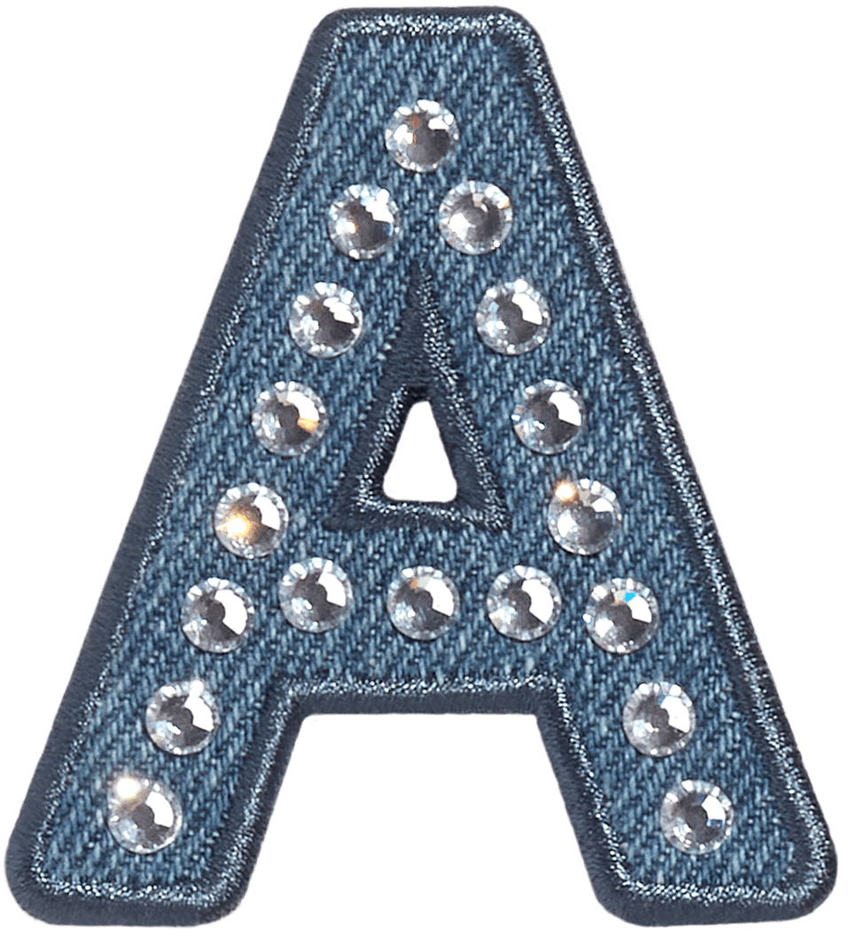 Denim Rhinestone Letter Patch