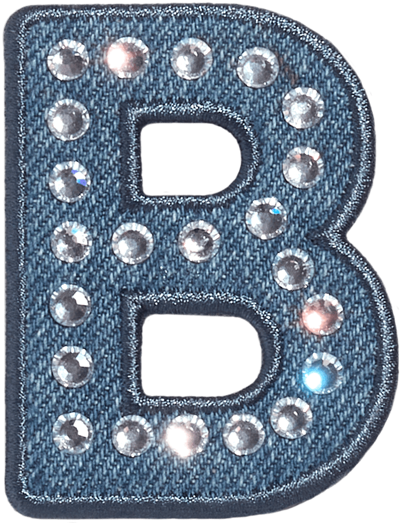 Denim Rhinestone Letter Patch